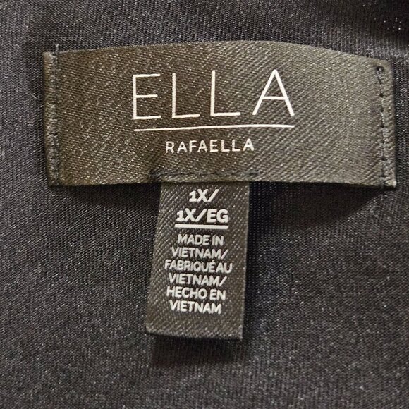 Ella Rafaella Blouse Womens Size 1X Black White Cowl Neck Top Abstract Print - Picture 5 of 8